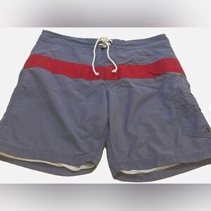 ⭐️ J.Crew Men’s Swim Trunks 36 Red & Gray Striped Board Shorts Quick-Dry J Crew